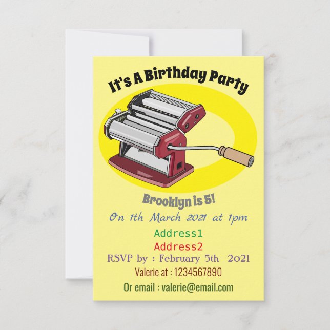 Tecknad av Pasta-tillverkare Inbjudningar (Framsida)