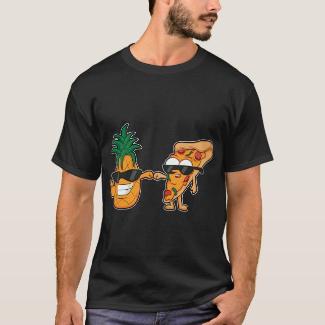 tecknad av pizza och ananas t shirt (Framsida)