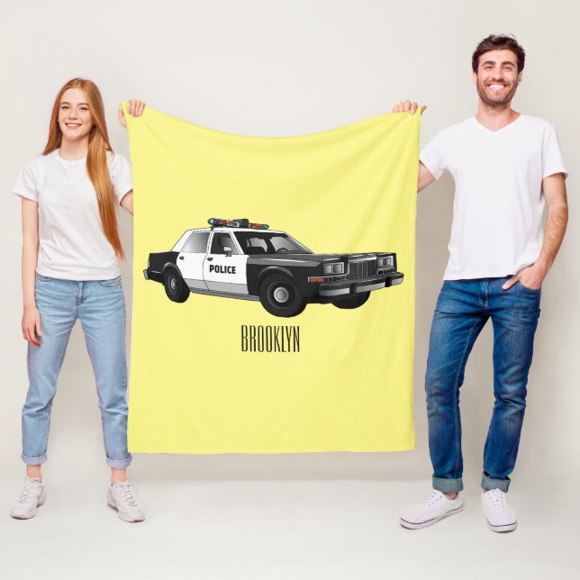 Tecknad av polisbil fleecefilt (På plats)