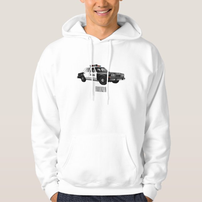 Tecknad av polisbil hoodie (Framsida)
