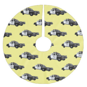 Tecknad av polisbil julgransmatta borstad polyester