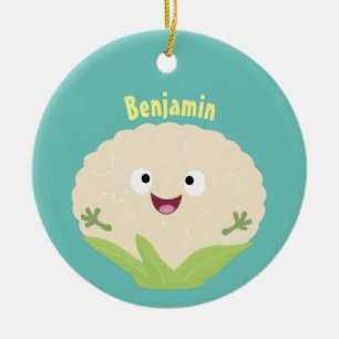Tecknad av potatis av blomkål lycklig julgransprydnad keramik