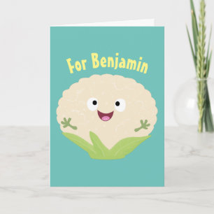 Tecknad av potatis av blomkål lycklig kort