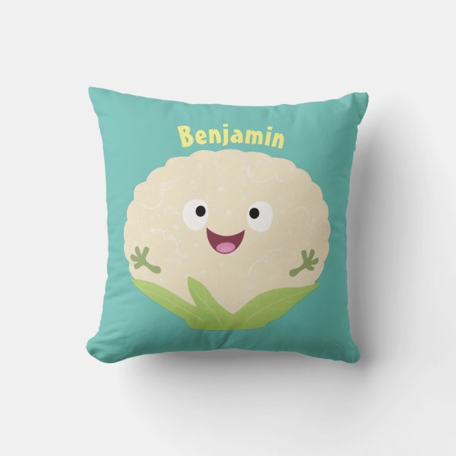 Tecknad av potatis av blomkål lycklig kudde (Framsida)