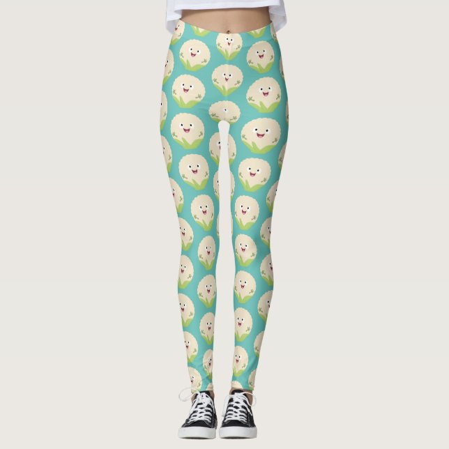 Tecknad av potatis av blomkål lycklig leggings (Framsida)