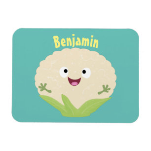 Tecknad av potatis av blomkål lycklig magnet