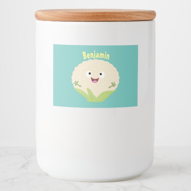 Tecknad av potatis av blomkål lycklig mat etiketter (Framsida)