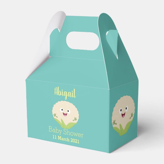 Tecknad av potatis av blomkål lycklig presentaskar (Framsidan Sidan)