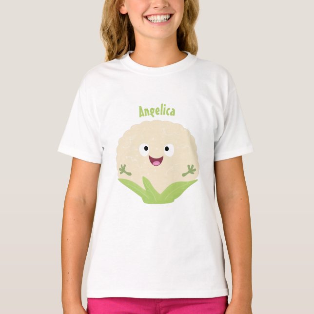 Tecknad av potatis av blomkål lycklig t shirt (Framsida)