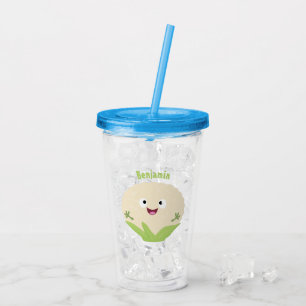 Tecknad av potatis av blomkål lycklig take away mugg