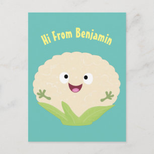 Tecknad av potatis av blomkål lycklig vykort