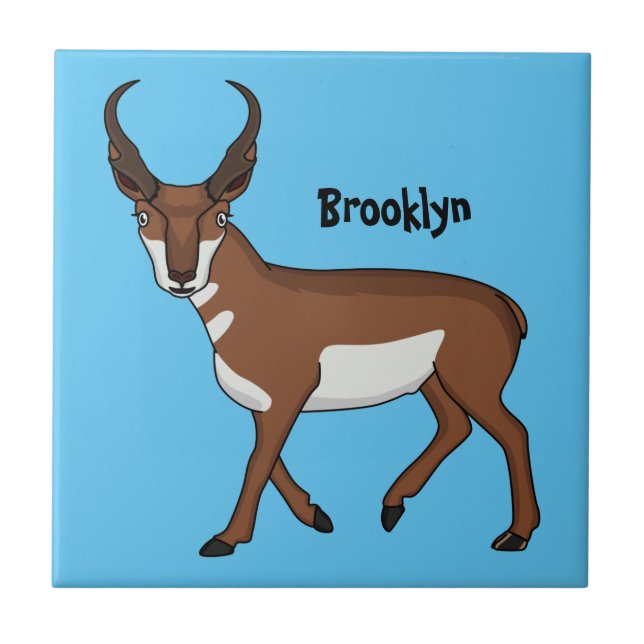Tecknad av Pronghorn antelope Kakelplatta (Framsidan)