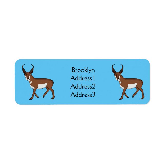 Tecknad av Pronghorn antelope Returadress Etikett (Framsidan)