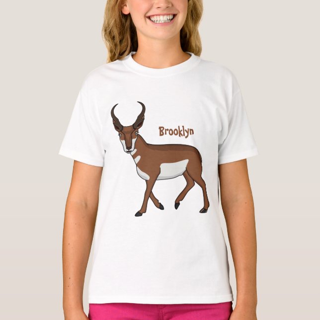 Tecknad av Pronghorn antelope T Shirt (Framsida)