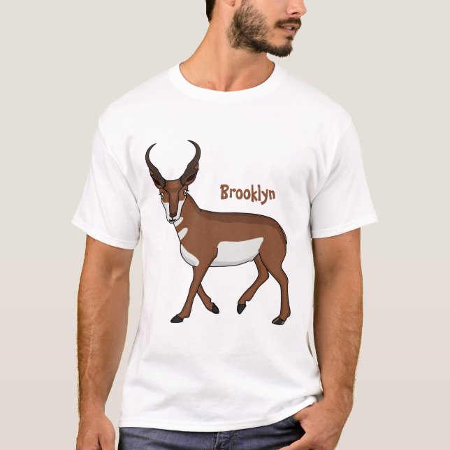 Tecknad av Pronghorn antelope T Shirt (Framsida)