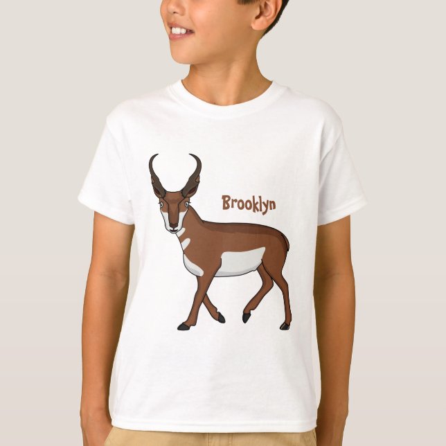 Tecknad av Pronghorn antelope T Shirt (Framsida)