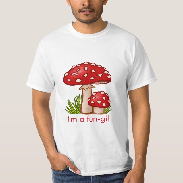Tecknad av Red Mushroom-meddelande T Shirt (Framsida)