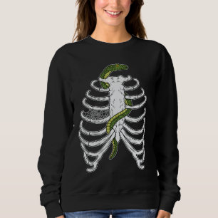 Tecknad av revben från människa med Grönt Snake Ha T Shirt