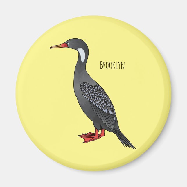 Tecknad av rödbenad skarvfågel magnet (Framsidan)