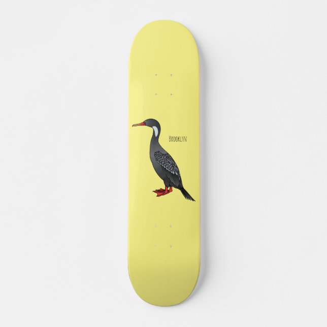 Tecknad av rödbenad skarvfågel mini skateboard bräda 18,5 cm (Framsida)