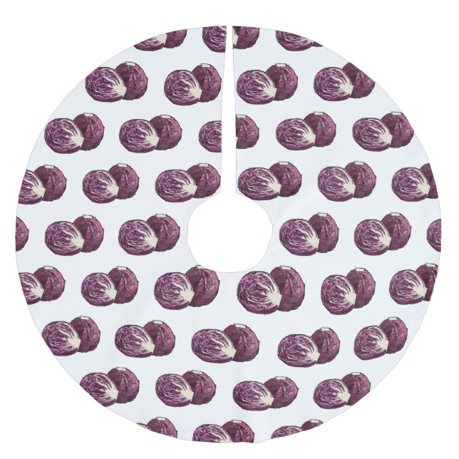 Tecknad av rödkål julgransmatta borstad polyester (Framsidan)