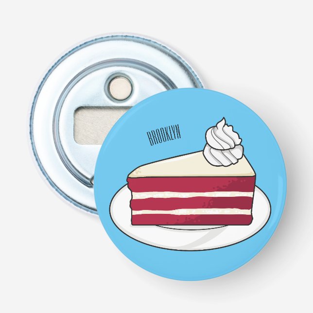 Tecknad av rödsammetstårta flasköppnare (Framsidan)