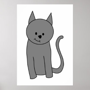 Tecknad av rökig grått-katt poster