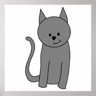 tecknad av rökig grått-katt poster