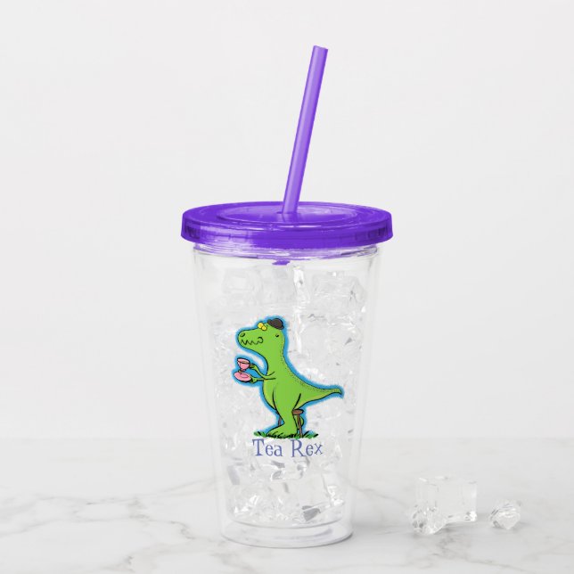 Tecknad av roligt T rex dinosaur-drickte Take Away Mugg (Baksida Ice)