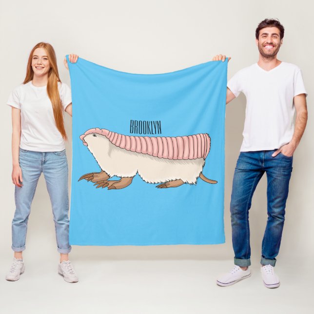 tecknad av rosa Fairy armadillo  illustration Fleecefilt (På plats)