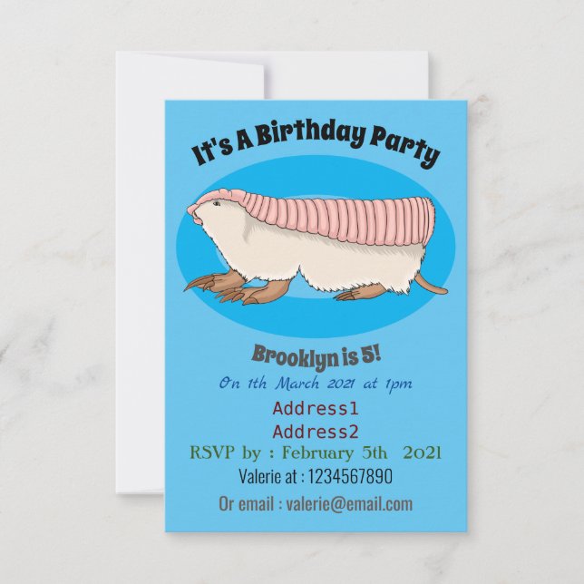 tecknad av rosa Fairy armadillo  illustration Inbjudningar (Framsida)