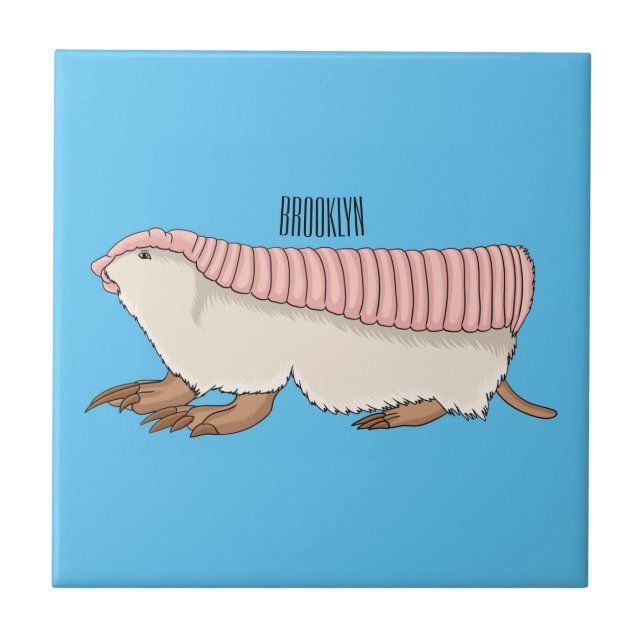 tecknad av rosa Fairy armadillo  illustration Kakelplatta (Framsidan)