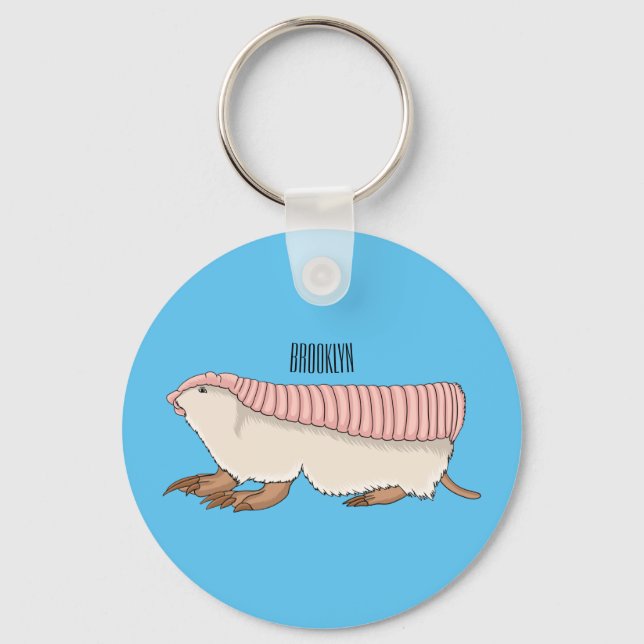 tecknad av rosa Fairy armadillo  illustration Nyckelring (Framsida)