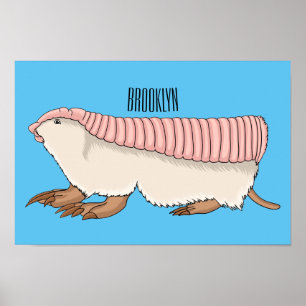 tecknad av rosa Fairy armadillo  illustration Poster