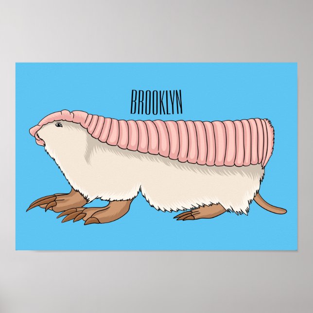 tecknad av rosa Fairy armadillo  illustration Poster (Framsidan)