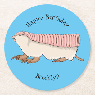 tecknad av rosa Fairy armadillo illustration Underlägg Papper Rund