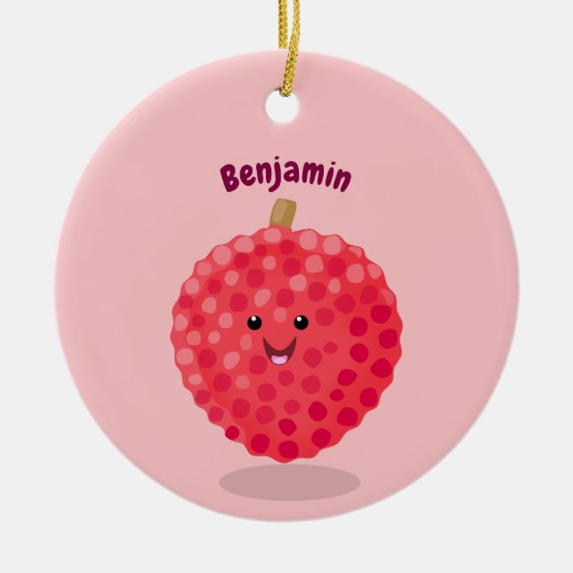 Tecknad av rosa-lyktfärg julgransprydnad keramik (Framsidan)