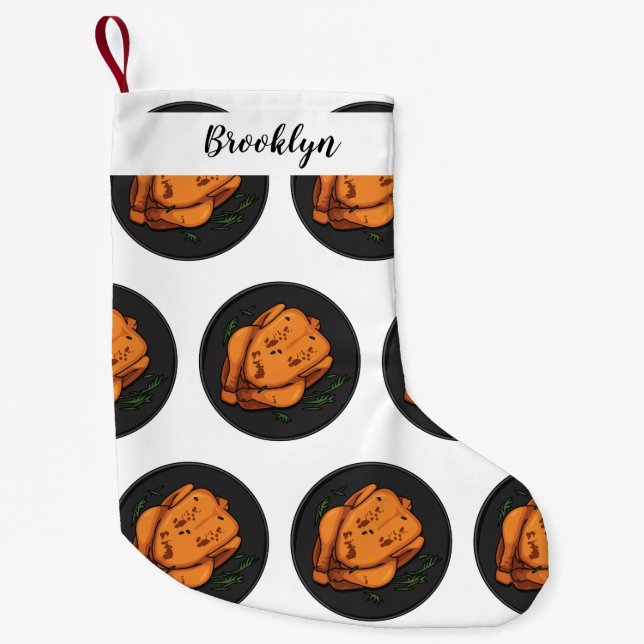 Tecknad av rostade kycklingar liten julstrumpa (Framsidan)