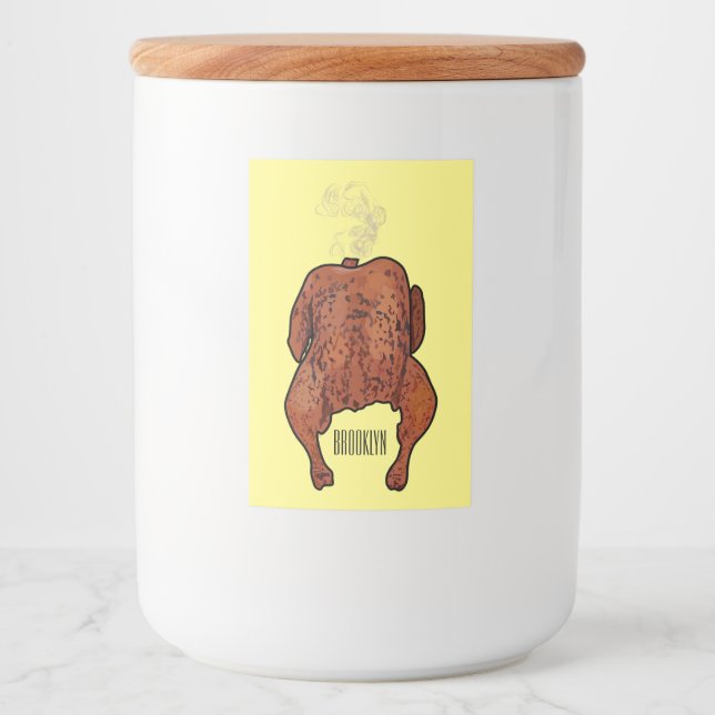 Tecknad av rostade kycklingar mat etikett (Framsida)