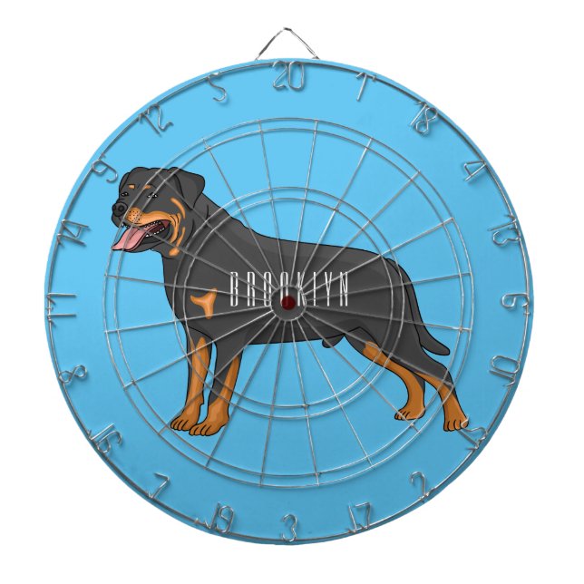 Tecknad av Rottweiler-hund Darttavla (Framsidan)