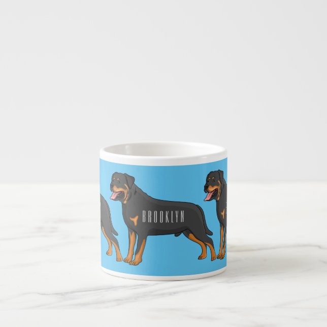 Tecknad av Rottweiler-hund Espressomugg (Framsidan)