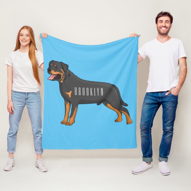 Tecknad av Rottweiler-hund Fleecefilt (På plats)