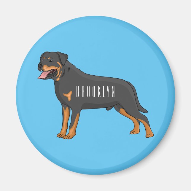 Tecknad av Rottweiler-hund Magnet (Framsidan)