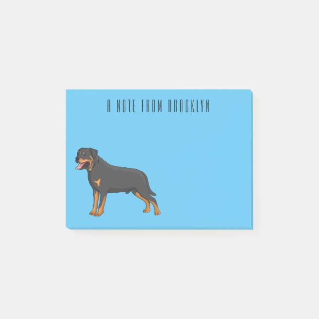 Tecknad av Rottweiler-hund Post-it Block (Framsida)