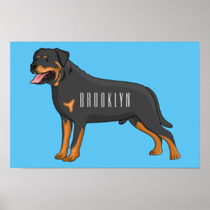 Tecknad av Rottweiler-hund Poster