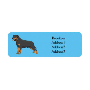 Tecknad av Rottweiler-hund Returadress Etikett