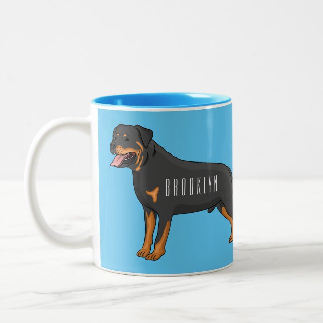 Tecknad av Rottweiler-hund Två-Tonad Mugg (Vänster)