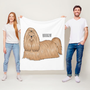 Tecknad av Shih tzu-hund för långa hårhår Fleecefilt