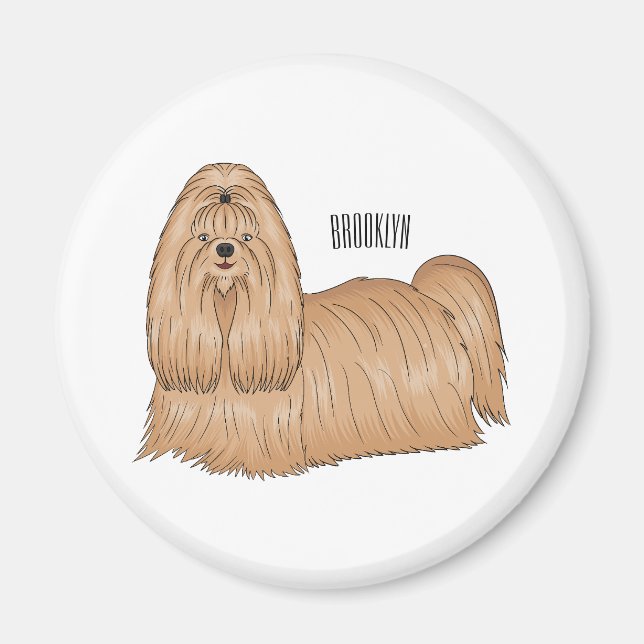 Tecknad av Shih tzu-hund för långa hårhår Magnet (Framsidan)