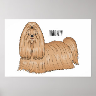 Tecknad av Shih tzu-hund för långa hårhår Poster